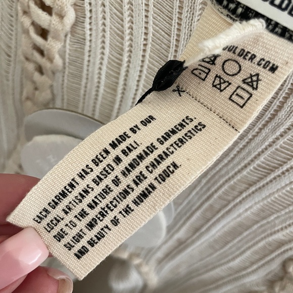 NWT ISA BOULDER  handmade split and tear flared cotton pants cream ivory size L - Picture 11 of 14